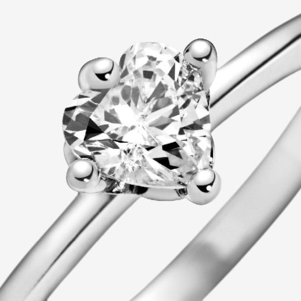 Duidelijk Merk Pandora Nederland Hart Solitaire Ring
