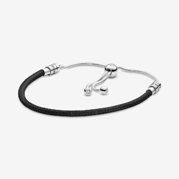 Momenten Zwarte Leren Slider Armband Pandora Nederland