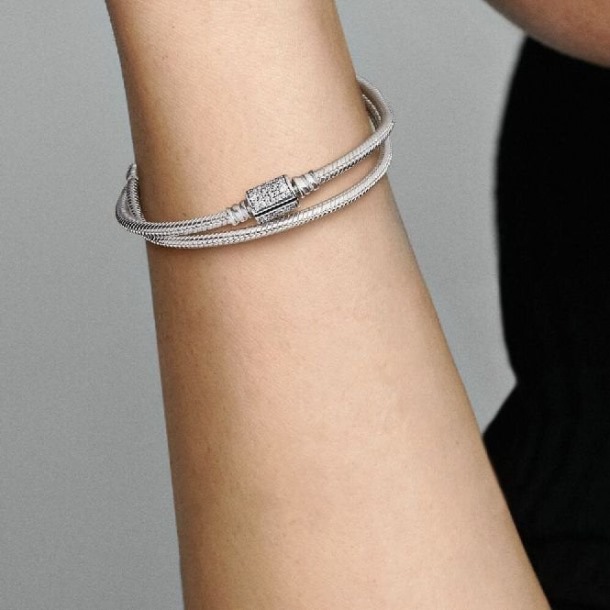 Momenten Dubbele Wikkel Sluiting Snake Chain Armband & Choker Pandora Nederland
