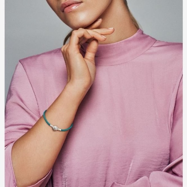 Momenten Pandora Nederland Zeeschelp Sluiting Turquoise Gevlochten Leren Armband