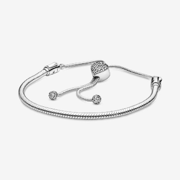 Momenten Pave Hart Sluiting Snake Chain Slider Armband Pandora Nederland