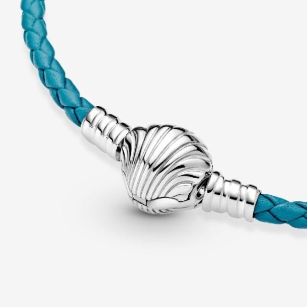 Momenten Zeeschelp Sluiting Turquoise Pandora Nederland Gevlochten Leren Armband