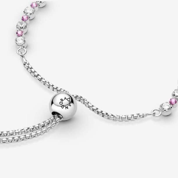 Roze & Doorzichtige Pandora Nederland Sparkle Slider Armband