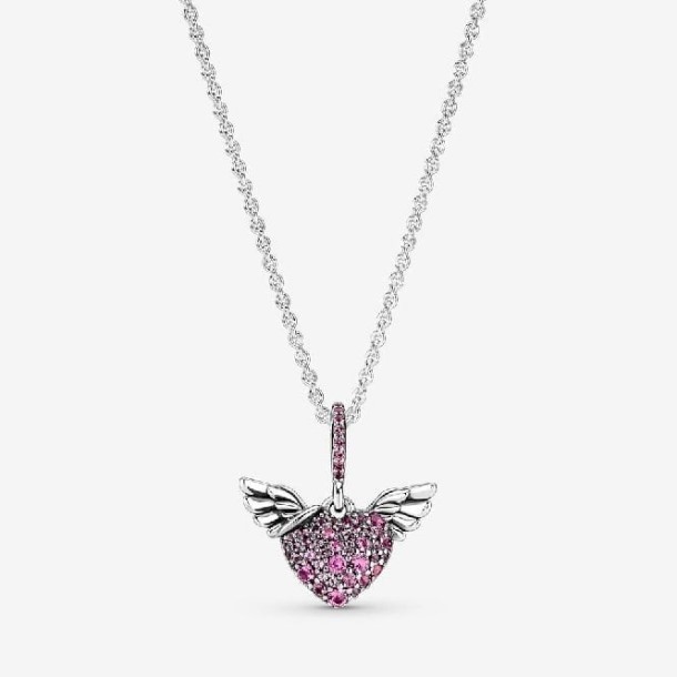 Roze Pave Hart & Engelenvleugels Ketting Pandora Nederland