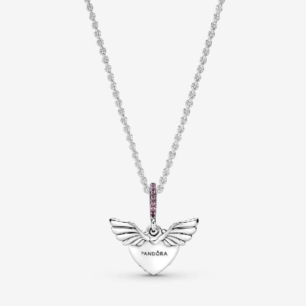 Roze Pave Hart & Engelenvleugels Ketting Pandora Nederland