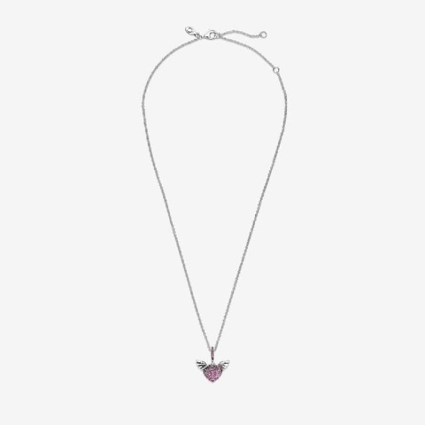 Roze Pave Hart & Engelenvleugels Ketting Pandora Nederland
