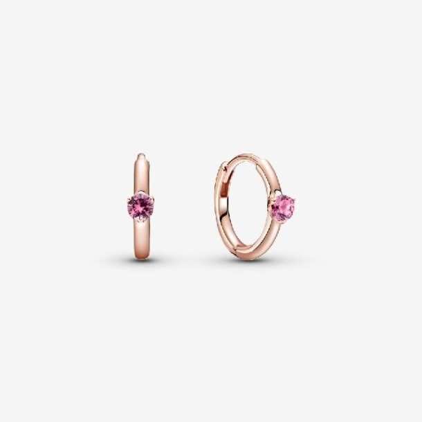 Roze Solitaire Huggie Oorringen Pandora Nederland