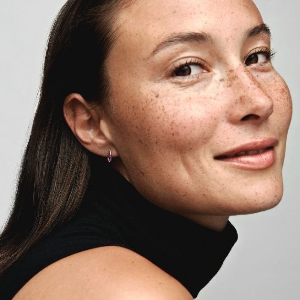 Paarse Solitaire Huggie Oorringen Pandora Nederland