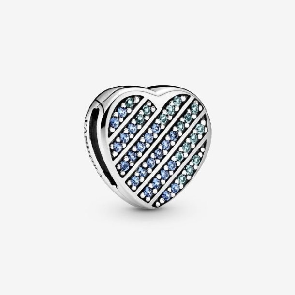 Reflecties Blauw Pave Hart Clip Bedels Pandora Nederland