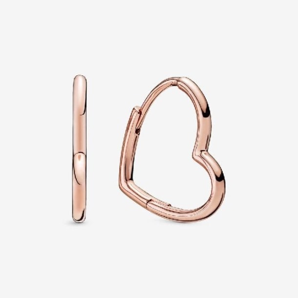 Roos Asymmetrische Hart Hoepel Oorbellen Pandora Nederland