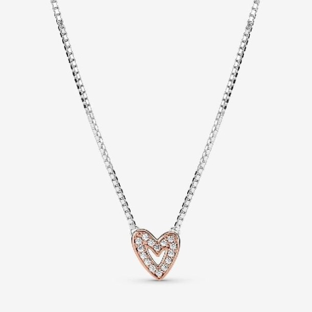 Roségouden Sprankelende Freehand Hart Ketting Pandora Nederland