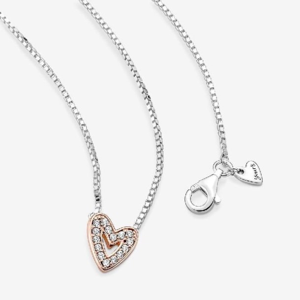 Roségouden Sprankelende Freehand Hart Ketting Pandora Nederland