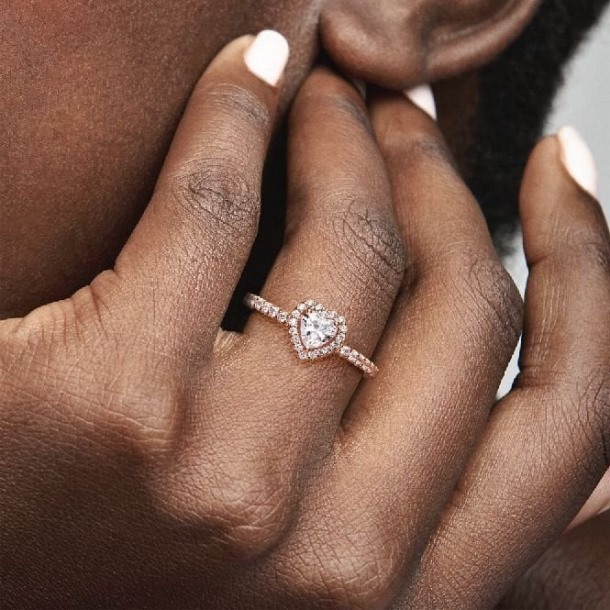 Rose Pandora Nederland Sprankelende Verhoogde Hart Ring