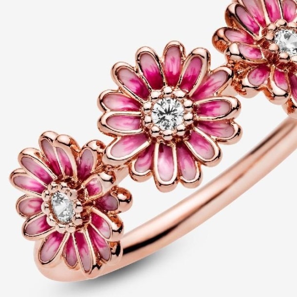 Roos Roze Madeliefje Pandora Nederland Merk Bloem Trio Ring