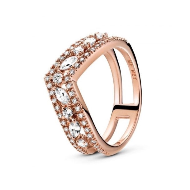 Rose Sprankelende Marquise Dubbele Wishbone Ring Pandora Nederland
