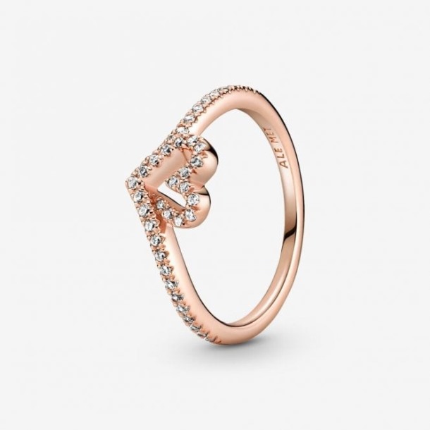 Roos Sprankelend Pandora Nederland Wishbone Hart Ring