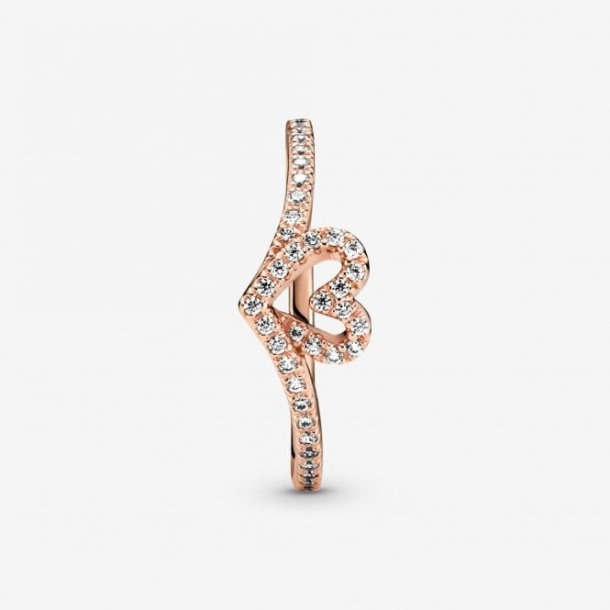 Roos Sprankelend Pandora Nederland Wishbone Hart Ring