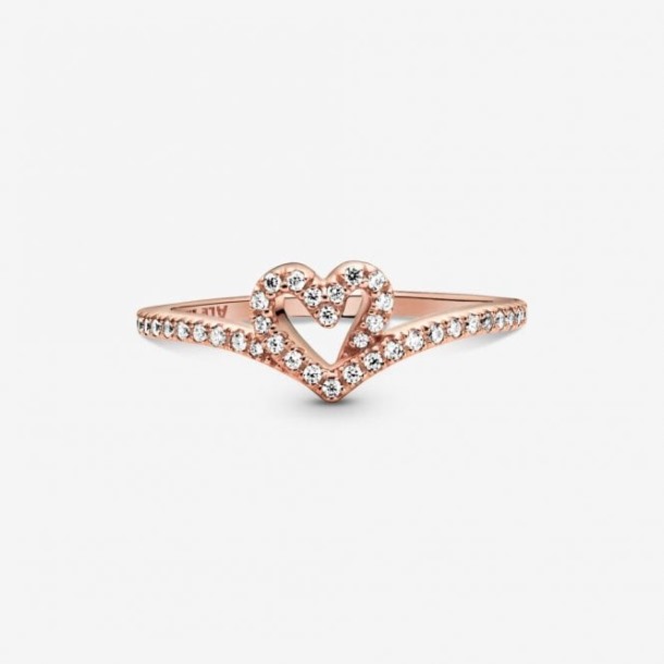 Roos Sprankelend Pandora Nederland Wishbone Hart Ring