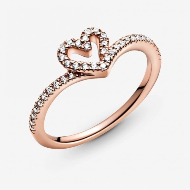 Roos Sprankelend Pandora Nederland Wishbone Hart Ring