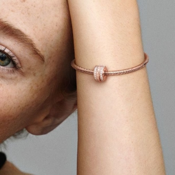 Roos Sprankelende Pave Lijnen & Logo Clip Bedels Pandora Nederland