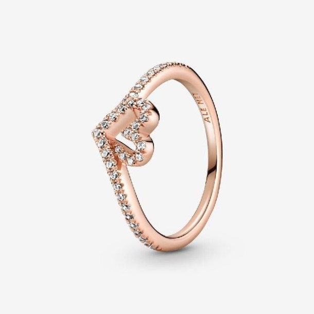 Roos Sprankelende Wishbone Pandora Nederland Hart Ring