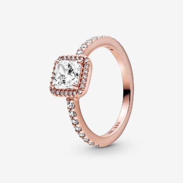 Roos Vierkant Sparkle Halo Ring Merk Pandora Nederland