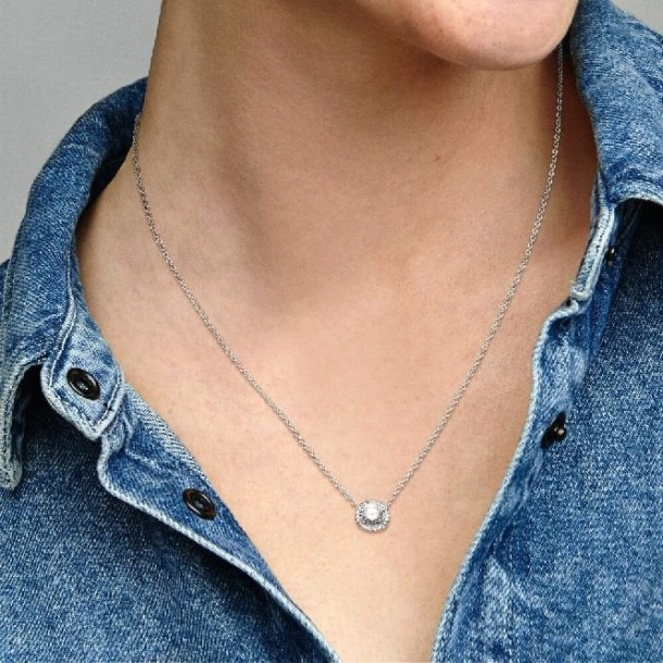 Ronde Fonkelende Halo Ketting Pandora Nederland