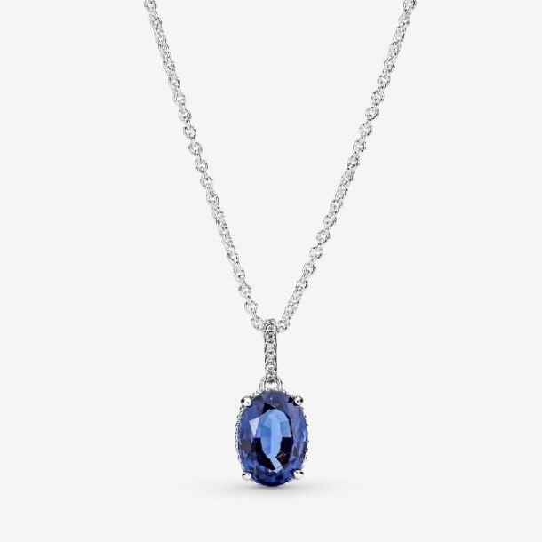 Sprankelende Blauwe Statement Halo Hanger Ketting Pandora Nederland