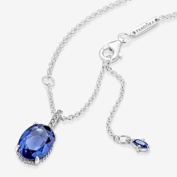 Sprankelende Blauwe Statement Halo Hanger Ketting Pandora Nederland
