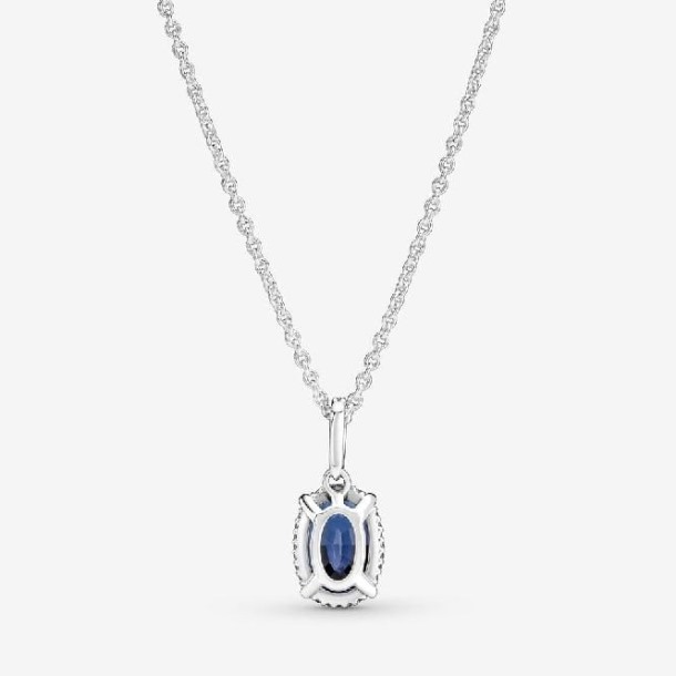 Sprankelende Blauwe Statement Halo Hanger Ketting Pandora Nederland