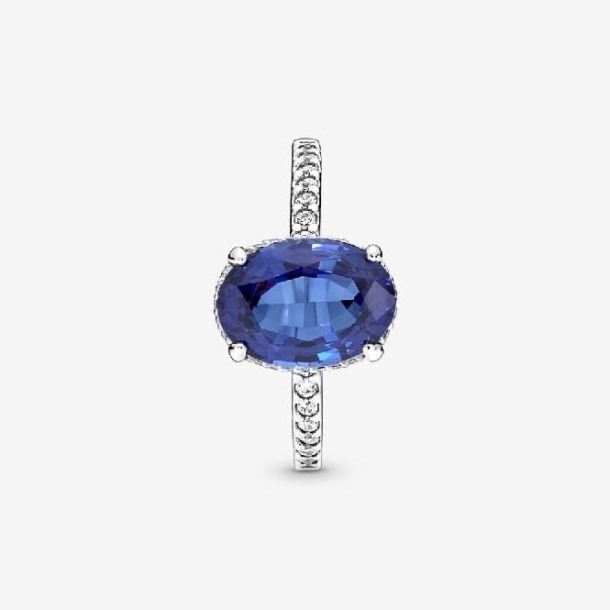 Sprankelende Statement Blauwe Pandora Nederland Halo Ring