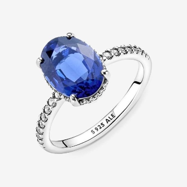 Sprankelende Statement Pandora Nederland Blauwe Halo Ring