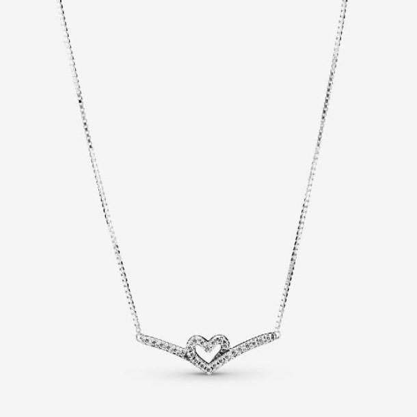 Sprankelende Wishbone Hart Ketting Pandora Nederland