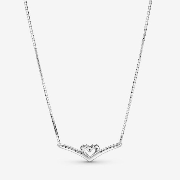 Sprankelende Wishbone Hart Ketting Pandora Nederland