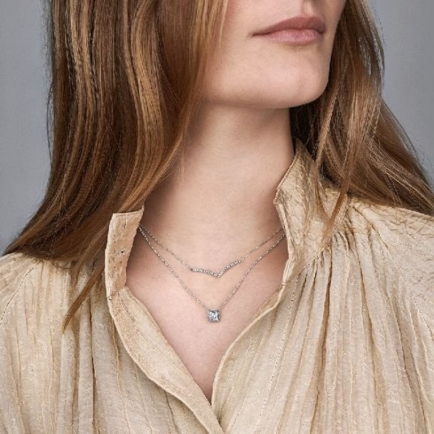 Vierkante Fonkelende Halo Ketting Pandora Nederland